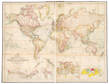 Johnstons' Commercial and Library Chart of the World on Mercator's Projection Showing the Position of Every Place of Commercial Importance, And The Chief Railways Steamship Routes & Telegraphs