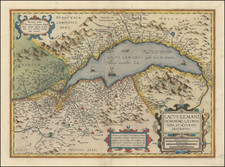 (Lake Geneva) Lacus Lemani Vicinorumque Locorum Nova et Accurata Descriptio [ A New and Accurate Description of Lake Geneva and the Surrounding Areas ] By Abraham Ortelius