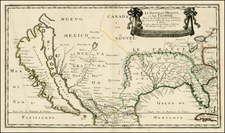 Florida, Southeast, Texas, Midwest, Southwest and California Map By Nicolas Sanson