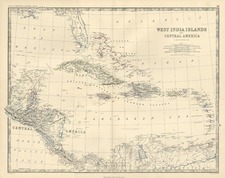 Caribbean and Central America Map By W. & A.K. Johnston