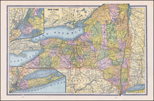 New York City and New York State Map By George F. Cram