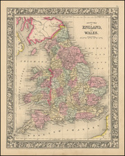 England Map By Samuel Augustus Mitchell Jr.