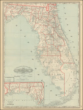 Florida Map By George F. Cram