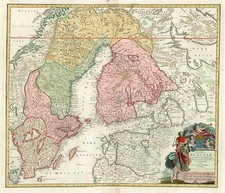 Europe, Baltic Countries and Scandinavia Map By Johann Baptist Homann