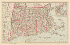 New England, Connecticut, Massachusetts, Rhode Island and Boston Map By O.W. Gray