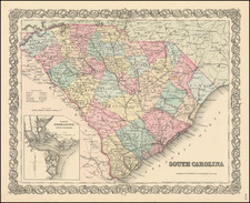 South Carolina [Charleston Inset] By Joseph Hutchins Colton