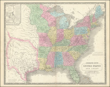 United States and Texas Map By Alexander Keith Johnston