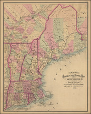 New England, Connecticut, Maine, Massachusetts, New Hampshire, Rhode Island and Vermont Map By George F. Cram