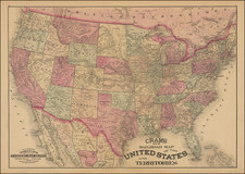 United States Map By George F. Cram