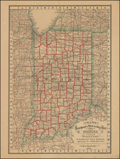 Indiana Map By George F. Cram