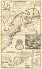 United States, New England, New York State, Mid-Atlantic, Pennsylvania, Southeast, Virginia, North Carolina and South Carolina Map By Herman Moll