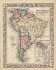 Central America and South America Map By Samuel Augustus Mitchell Jr.