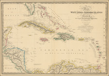 Map of the West India & Bahama Islands with the adjacent Coasts of Yucatan, Honduras, Caracas &c. . . .  1847 By James Wyld