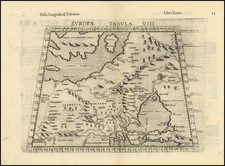 Poland, Russia, Baltic Countries and Scandinavia Map By Girolamo Ruscelli