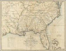 Florida, South, Louisiana, Mississippi and Southeast Map By John Melish