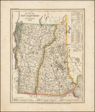 Neueste Karte von New Hampshire und Vermont 1846 By Joseph Meyer