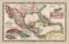 Southwest, Mexico and Caribbean Map By Samuel Augustus Mitchell Jr.