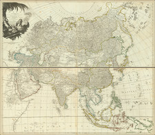 Asia According to the Sieur D'Anville Divided into its Empires, Kingdoms and States Showing the European Settlements in the East Indies and all the New Discoveries made by the Russians, the Dutch and the English . . . 1780 By Robert Sayer / John Bennett