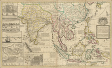 Indian Ocean, China, India, Southeast Asia, Philippines and Indonesia Map By Herman Moll