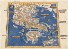 Greece Map By Claudius Ptolemy / Johann Reger