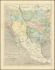 Texas, Plains, Southwest, Colorado, New Mexico, Rocky Mountains, Colorado, Montana, Wyoming, California, Pacific Northwest, Oregon and Washington Map By Adolphe Hippolyte Dufour