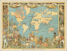 Imperial Federation, Map of the World Showing The Extent of the British Empire in 1886. By The Graphic Co. / Walter Crane