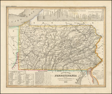 Neueste Karte von Pennsylvania mit seinen Canaelen, Strassen & Entfernungen der Hauptpunkte. Nach den bessten Quellen verbessert. 1845
