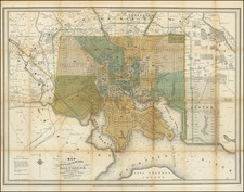 [ Baltimore ]  Map of the City and Suburbs of Baltimore Compiled from Actual Surveys 1853 . . .  By Isaac Simmons / William Sides