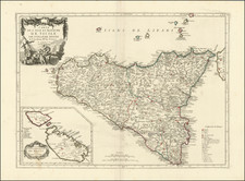 Malta and Sicily Map By Paolo Santini / Giovanni Antonio Remondini