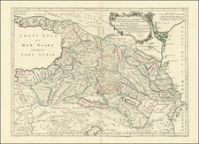  [ Armenia, Georgia, Azerbaijan, Turkey ]  Carte de la Georgie et Des Pays Situes Entre La Mer Noire et La Mer Caspienne . . .  By Paolo Santini