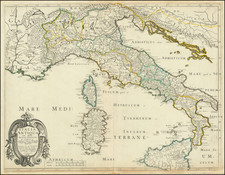 Italia Antiqua Cum Insulis Sicilia Sardinia & Corsica By Melchior Tavernier