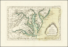 Maryland, Delaware, Southeast and Virginia Map By Jacques Nicolas Bellin