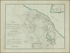 [Battle of Yorktown]  Plan D'York en Virginie avec les attaques et les Campemens de l'Armee combinee de France et d'Amerique By Henri Soules