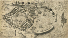 [ Ostia - Ancient Port of Rome ]   Claudii Et Traiani Impp Admirabilium Portuum Ostiensium Orthographia Per Stephanum Du Perach Architectum Iuxta Antiqua Vestigia Accuratissime Delineata . . . 1575 By Antonio Lafreri