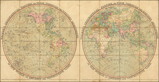 World, Korea and Curiosities Map By William Darton