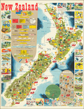 New Zealand and Pictorial Maps Map By R. E. Owen