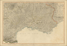 [ South France ]    The South Eastern Part of France which includes Roussillon-Languedoc, with a Great Portion of Rouergue and Auvergne-Provence-Dauphine, and the Whole Frontier of Italy By William Faden