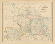 Michigan, Wisconsin and Iowa Map By Henry Darwin Rogers / Alexander Keith Johnston