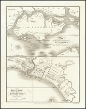 (First Printed Plan of Singapore) Plan of the British Settlement of Singapore. by Capt. Franklin & Lieut. Jackson [on sheet with:] Plan of the Town of Singapore by Lieut. Jackson By J & C Walker / Henry Colburn