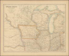 United States North America According to Calvin Smith& Tanner . . . North Central Section.  Comprising Michigan, Illinois, Wisconsin, Iowa, Indiana, Nebraska, Minnesota. . .  By Archibald Fullarton & Co.