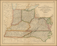 Mid-Atlantic, Maryland, Delaware, Kentucky, Tennessee, Southeast, Virginia, North Carolina, Midwest, Indiana and Ohio Map By Henry Darwin Rogers  &  Alexander Keith Johnston