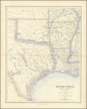 Louisiana, Arkansas, Texas, Kansas, Missouri and Oklahoma & Indian Territory Map By Archibald Fullarton & Co.