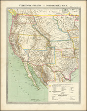 Southwest, Rocky Mountains and California Map By Traugott Bromme