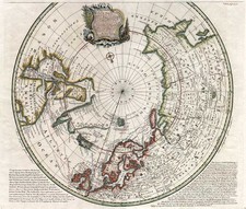 World, Northern Hemisphere and Polar Maps Map By Emanuel Bowen