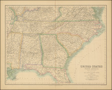 South, Alabama, Tennessee, Southeast, Georgia, North Carolina and South Carolina Map By Archibald Fullarton & Co.