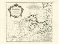 [ Great Lakes & Upper Midwest ]  Partie occidentale du Canada et septentrionale de la Louisiane avec une partie de la Pensilvanie Par le Sr. D'Anville…1775 By Paolo Santini