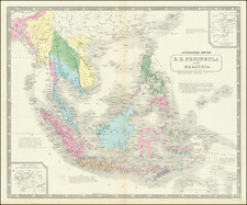 Philippines, Singapore, Indonesia, Malaysia and Thailand, Cambodia, Vietnam Map By W. & A.K. Johnston