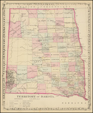 North Dakota and South Dakota Map By Samuel Augustus Mitchell Jr.