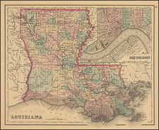 Louisiana and New Orleans Map By O.W. Gray