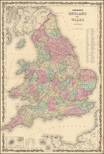 England Map By Alvin Jewett Johnson  &  Ross C. Browning